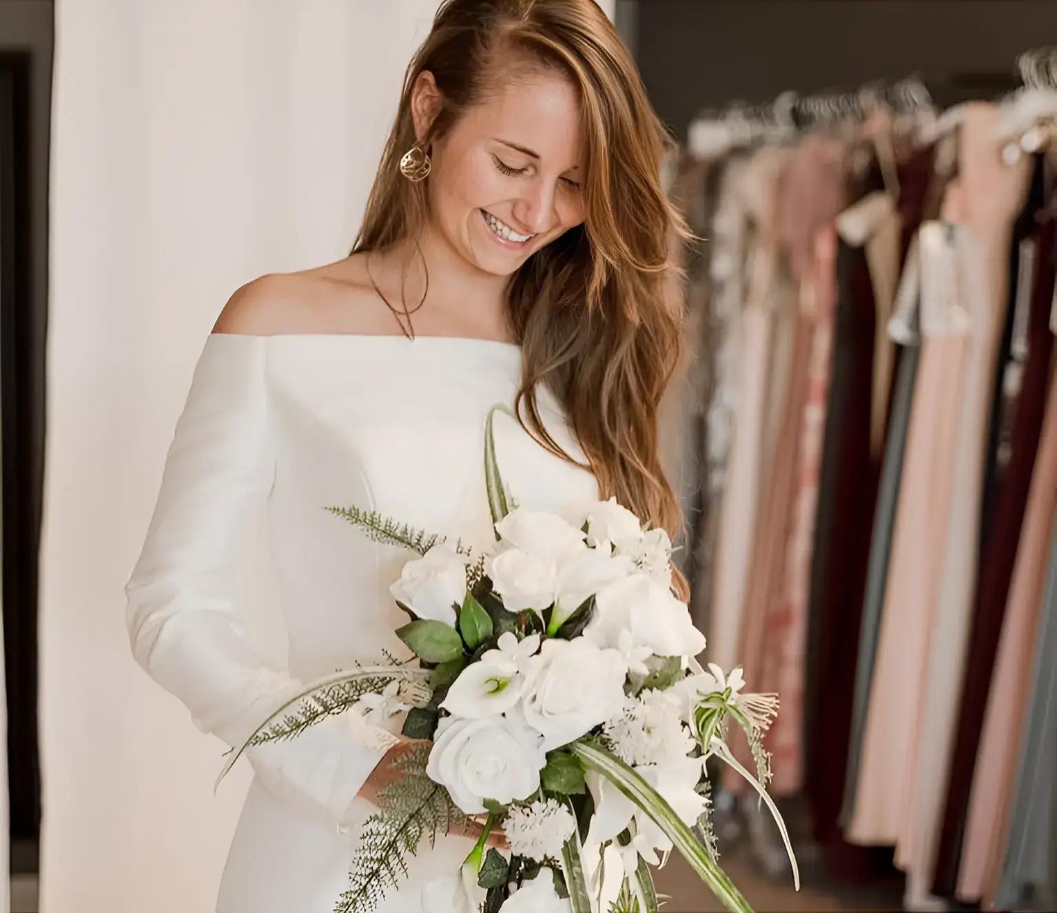 Model wearing a white bridal gown - Desktop Image